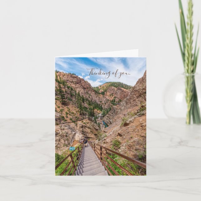 Looking Down Seven Falls Stairs Thinking Of You Card (Front)