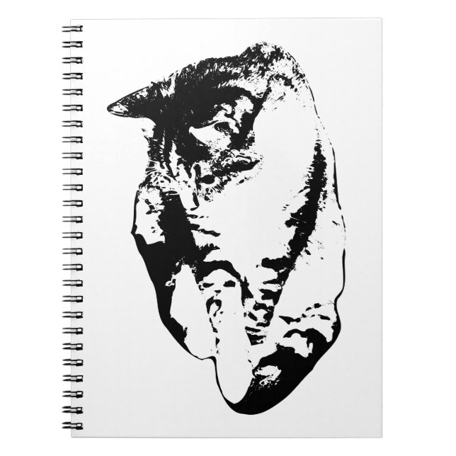  Looking Down Tabby Cat Monochrome Notebook (Front)