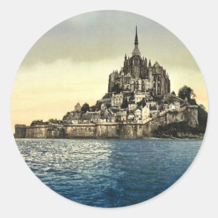Looking east at high water, Mont St. Michel, Franc Classic Round Sticker