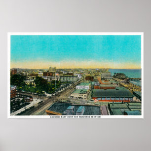 Looking East over Business Section, Long Beach Poster
