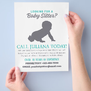 Looking for a Baby Sitter Business Baby Large Flyer