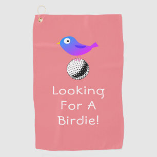 Looking For A Birdie, DIY, Bird & Ball Art, Coral Golf Towel
