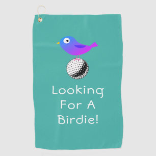 Looking For A Birdie, DIY, Bird & Ball Art, Teal Golf Towel