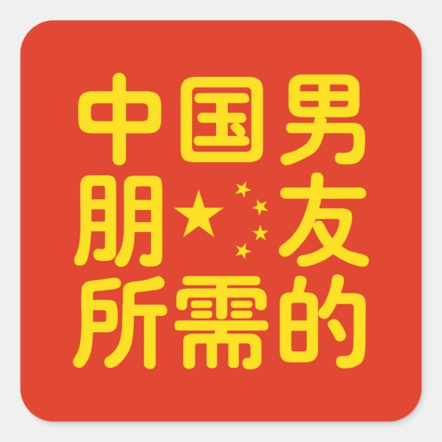 Looking for a Chinese Boyfriend ~ Hanzi Language Square Sticker (Front)