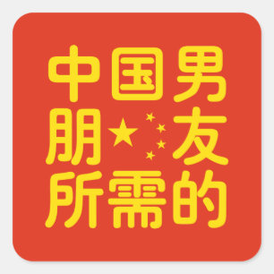Looking for a Chinese Boyfriend ~ Hanzi Language Square Sticker