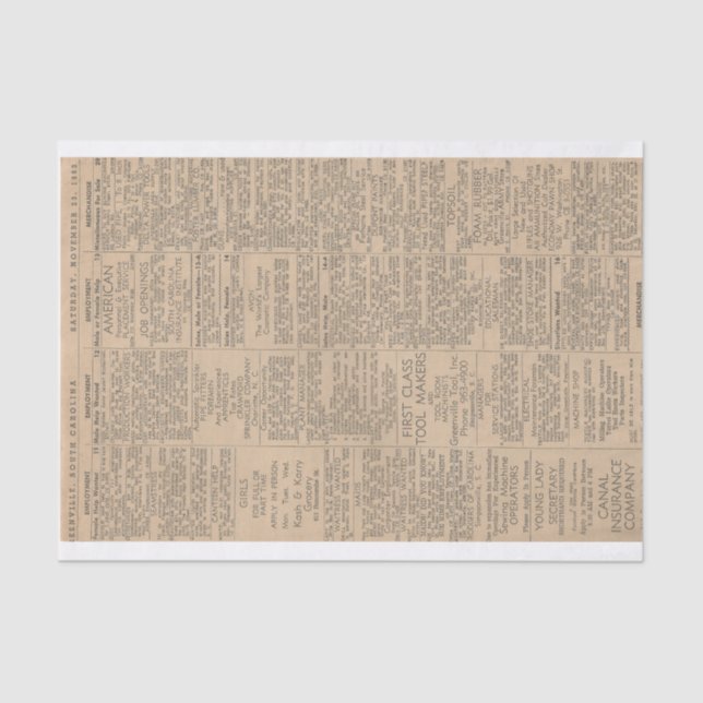 Looking for a job?  Just landed a job? Tissue Paper (Front)