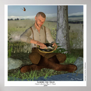 "Looking for Colour" Gold Prospector 3D Art Poster