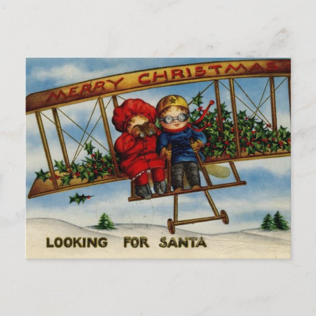 Looking For Santa Merry Christmas Vintage Postcard (Front)