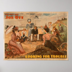 Looking for Trouble - Beach Scene Theatre Poster