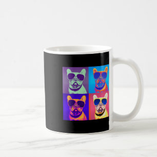 Looking French Bulldog Wearing Sunglasses Pop Art Coffee Mug