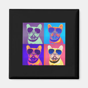 Looking French Bulldog Wearing Sunglasses Pop Art Magnet