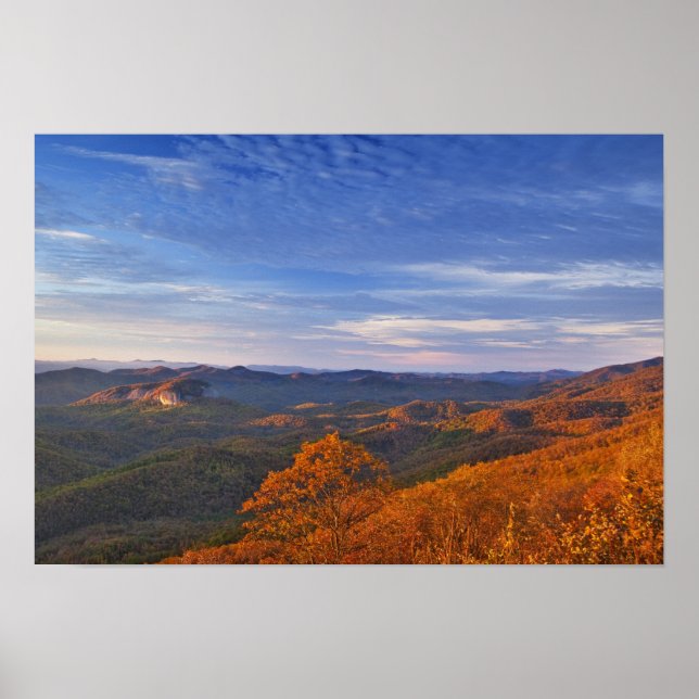 Looking Glass Rock at sunrise in the Pisgah Poster (Front)
