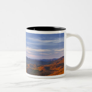 Looking Glass Rock at sunrise in the Pisgah Two-Tone Coffee Mug