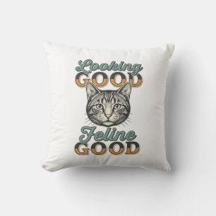 Looking Good Feline Good Vintage Cat Design_1 Cushion