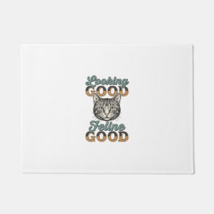 Looking Good Feline Good Vintage Cat Design_1 Doormat