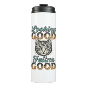 Looking Good Feline Good Vintage Cat Design_1 Thermal Tumbler