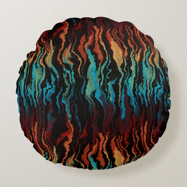 Looking into the Fire abstract Round Cushion (Front)