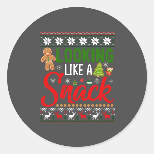 Looking Like A Snack Funny Christmas Cookie Ugly Classic Round Sticker (Front)