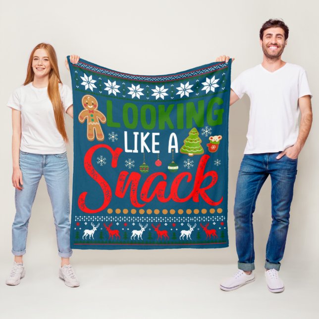 Looking Like A Snack Funny Christmas Cookie Ugly Fleece Blanket (In Situ)