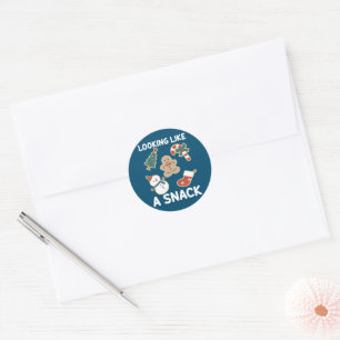 Looking Like A Snack Merry Christmas Santa Snack Classic Round Sticker