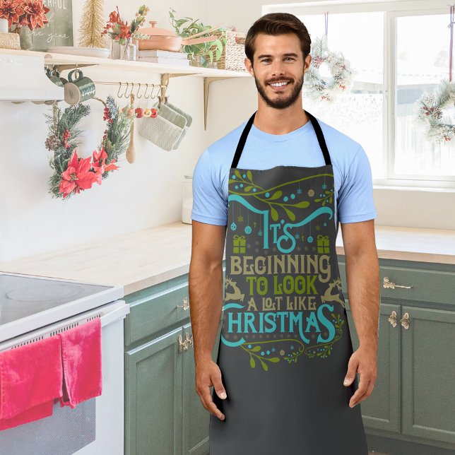 Looking Like Christmas Modern Word Art Apron (Creator Uploaded)
