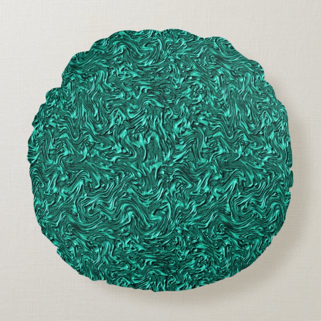 Looking like jade green textured of wall round cushion (Front)
