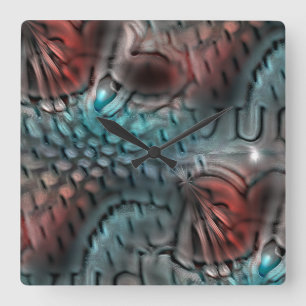 Looking like reptile skin through hammered glass   square wall clock