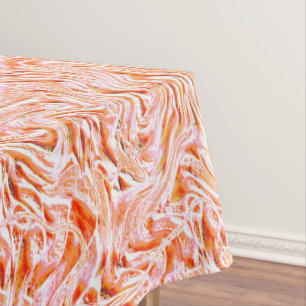 Looking like textured of wall, salmon colour tablecloth