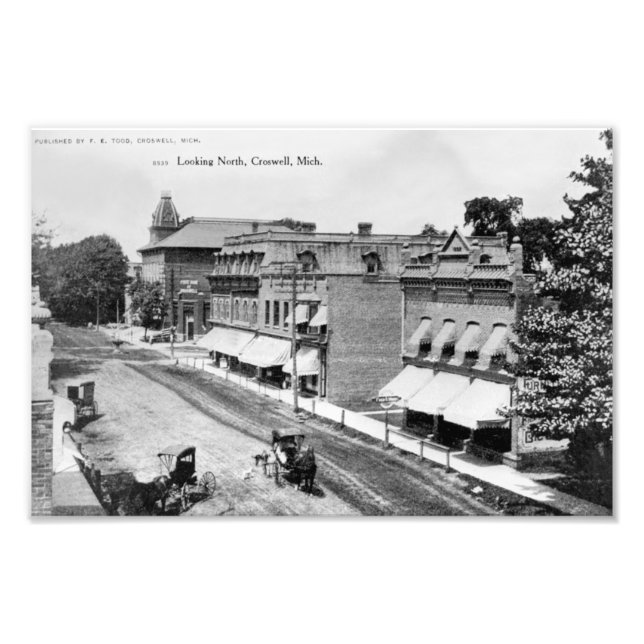Looking North Croswell Michigan Vintage Photo Print (Front)