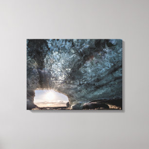 Looking out an ice cave, Iceland Canvas Print