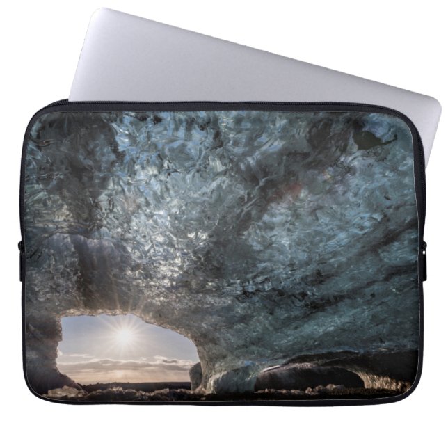 Looking out an ice cave, Iceland Laptop Sleeve (Front)