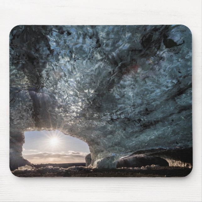 Looking out an ice cave, Iceland Mouse Mat (Front)