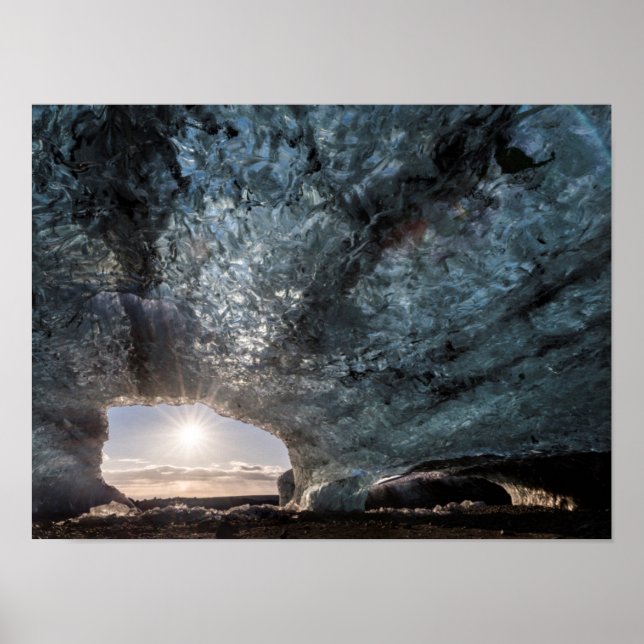 Looking out an ice cave, Iceland Poster (Front)