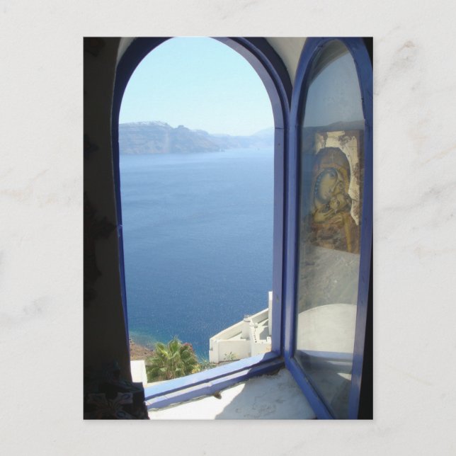 Looking Out in Santorini Postcard (Front)