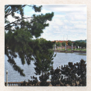 Looking Out Over Lake Mirror in Lakeland Glass Coaster