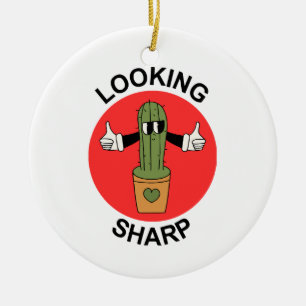Looking Sharp Cactus Pun Ceramic Tree Decoration