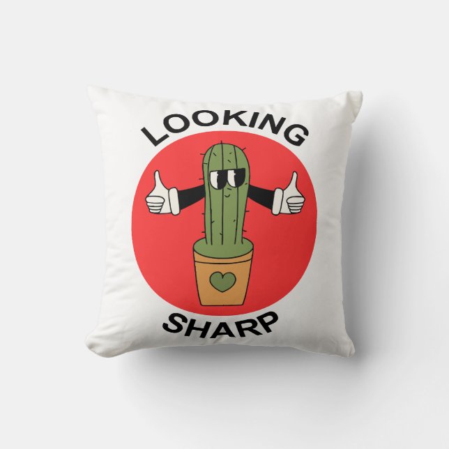 Looking Sharp  Cactus Pun Cushion (Front)