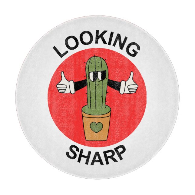 Looking Sharp Cactus Pun Cutting Board (Front)