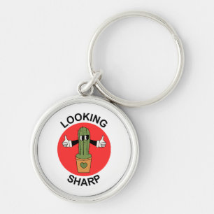 Looking Sharp Cactus Pun Key Ring