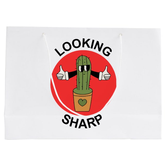 Looking Sharp Cactus Pun Large Gift Bag (Back)