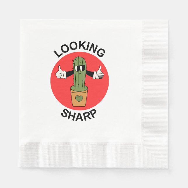 Looking Sharp Cactus Pun Napkin (Front)