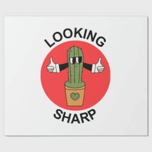 Looking Sharp Cactus Pun Wrapping Paper