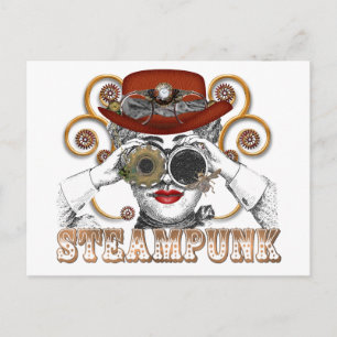 looking steampunked steampunk collage art postcard