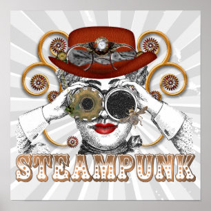 looking steampunked steampunk collage art poster