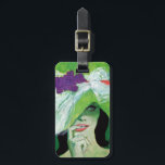 Looking the Other Way Luggage Tag<br><div class="desc">Artist: Coby Whitmore | Woman in a green hat with flirtacious smile.</div>