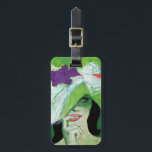 Looking the Other Way Luggage Tag<br><div class="desc">Artist: Coby Whitmore | Woman in a green hat with flirtacious smile.</div>