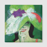 Looking the Other Way Magnet<br><div class="desc">Artist: Coby Whitmore | Woman in a green hat with flirtacious smile.</div>