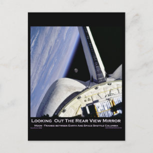 Looking Thru Rear View Mirror From Space Shuttle Postcard