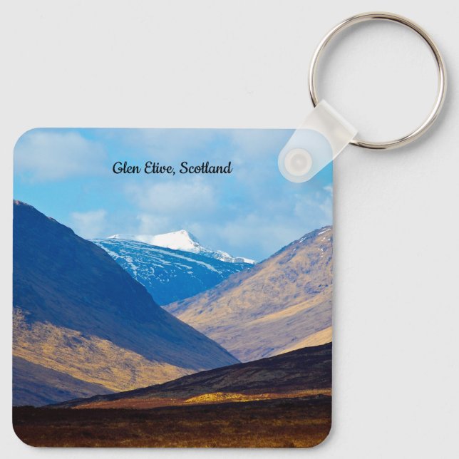 Looking towards Glen Etive, Scotland Keyring (Back)