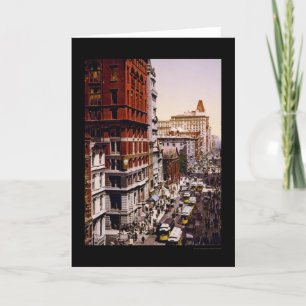 Looking up Broadway in New York City 1900 Card